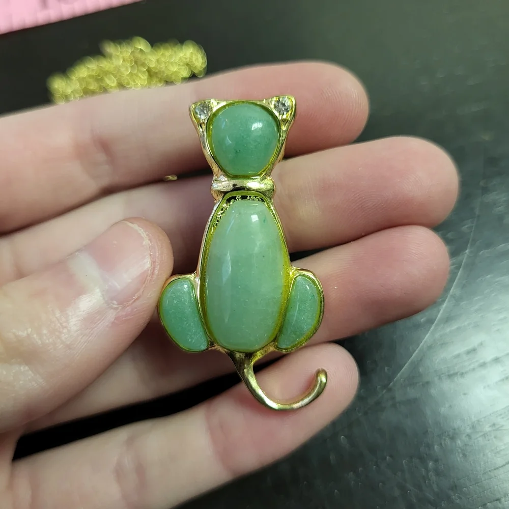 Green Aventurine Cat Necklace